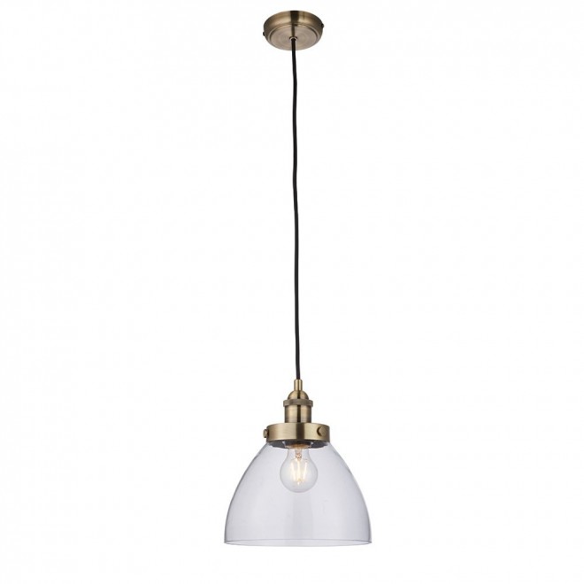 ENDON 77272 | Hansen Endon visilice svjetiljka s podešavanjem visine 1x E27 antik bakar, prozirno