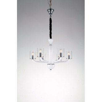 FANEUROPE I-AURORA-6 BCO | Aurora-FE Faneurope luster svjetiljka Luce Ambiente Design 6x E14 blistavo bijela, krom, prozirno