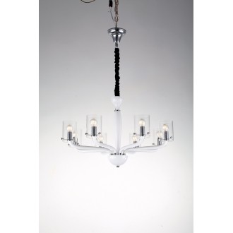 FANEUROPE I-AURORA-8 BCO | Aurora-FE Faneurope luster svjetiljka Luce Ambiente Design 8x E14 blistavo bijela, krom, prozirno