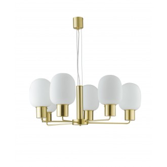 FANEUROPE I-FELLINI-S6 ORO | Fellini Faneurope luster svjetiljka Luce Ambiente Design 6x E27 zlato mat, opal