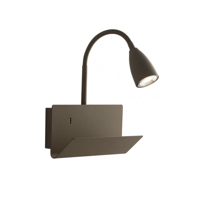 FANEUROPE I-GULP-AP FNG | Gulp Faneurope zidna svjetiljka Luce Ambiente Design s prekidačem fleksibilna, USB utikač 1x GU10 taupe