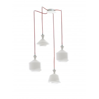 FANEUROPE I-SUGAR-S4 | Sugar-FE Faneurope visilice svjetiljka Luce Ambiente Design s mogućnošću skraćivanja kabla 4x E27 bijelo, crveno