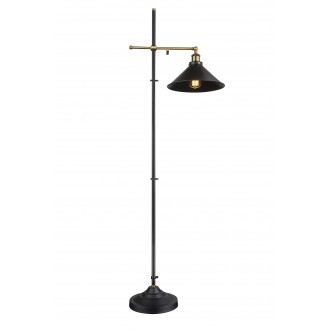 GLOBO 15053S | Lenius Globo podna svjetiljka 155cm s prekidačem s podešavanjem visine 1x E27 metal crna, antik bakar
