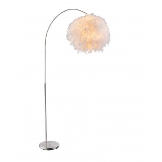 GLOBO 15057S | Katunga Globo podna svjetiljka 141cm s prekidačem s podešavanjem visine 1x E27 poniklano mat, bijelo