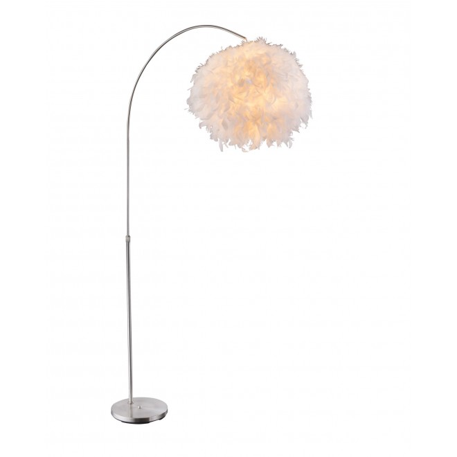 GLOBO 15057S | Katunga Globo podna svjetiljka 141cm s prekidačem s podešavanjem visine 1x E27 poniklano mat, bijelo