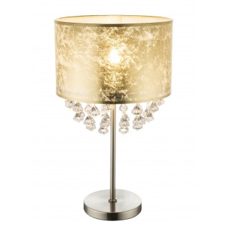 GLOBO 15187T3 | Amy Globo stolna svjetiljka 56cm sa prekidačem na kablu 1x E27 poniklano mat, zlatno, prozirno