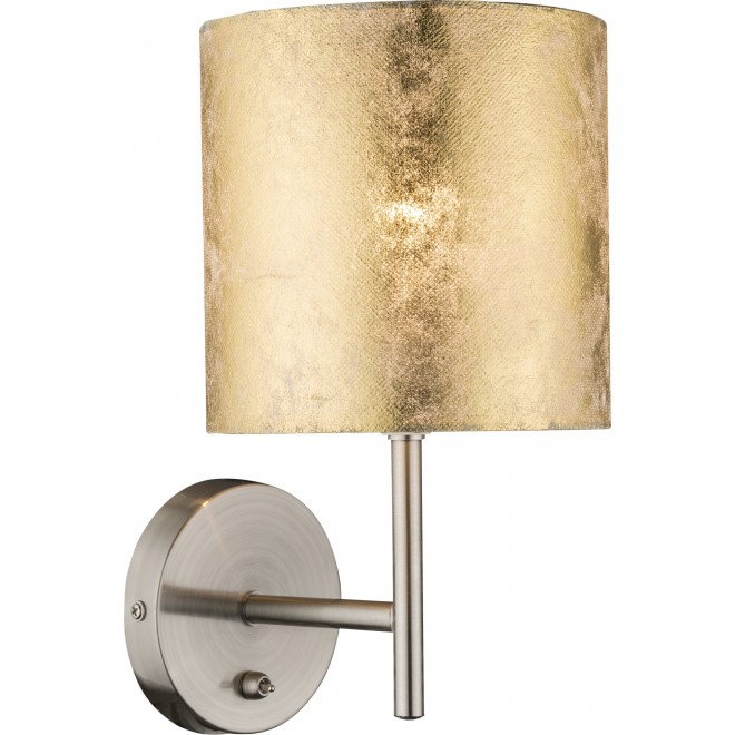 GLOBO 15187W | Amy Globo zidna svjetiljka s prekidačem 1x E14 poniklano mat, zlatno