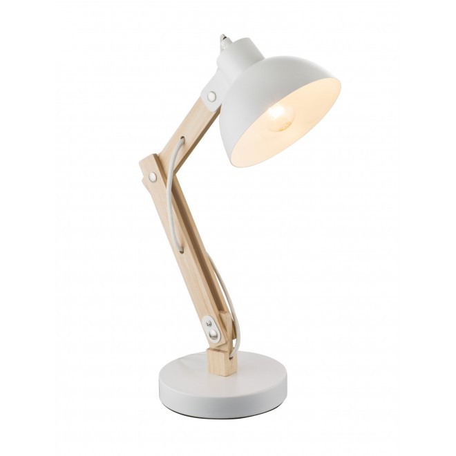 GLOBO 21502 | Tongariro Globo stolna svjetiljka sa prekidačem na kablu elementi koji se mogu okretati, s podešavanjem visine 1x E27 bijelo, drvo