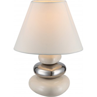 GLOBO 21686 | Travis Globo stolna svjetiljka 24cm s prekidačem 1x E14 krom, bež, bijelo