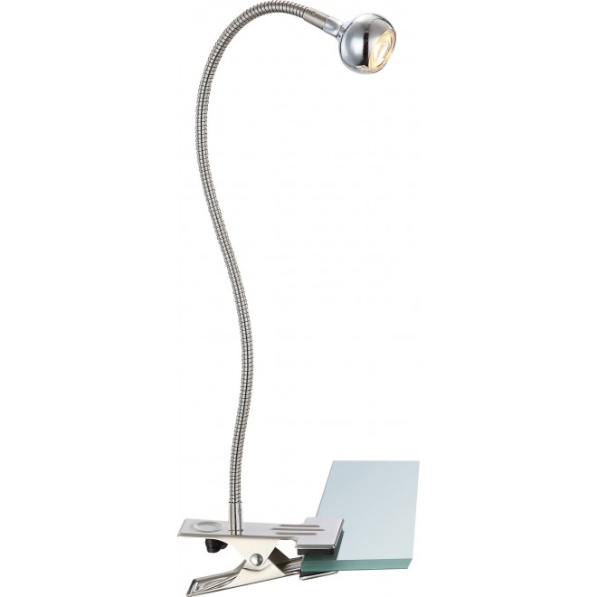 GLOBO 24109K | Serpent Globo svjetiljke sa štipaljkama svjetiljka s prekidačem fleksibilna 1x LED 150lm 3000K poniklano mat, krom