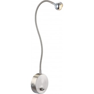 GLOBO 24109W | Serpent Globo zidna svjetiljka s prekidačem fleksibilna, utična svjetiljka 1x LED 150lm 3000K poniklano mat, krom
