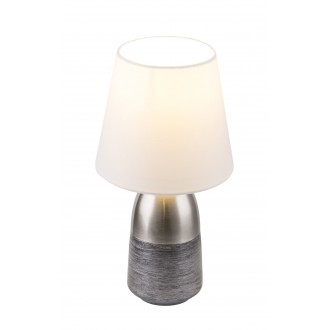 GLOBO 24135W | Eugen Globo stolna svjetiljka 31cm sa dodirnim prekidačem 1x E14 antik srebrna, poniklano mat, bijelo
