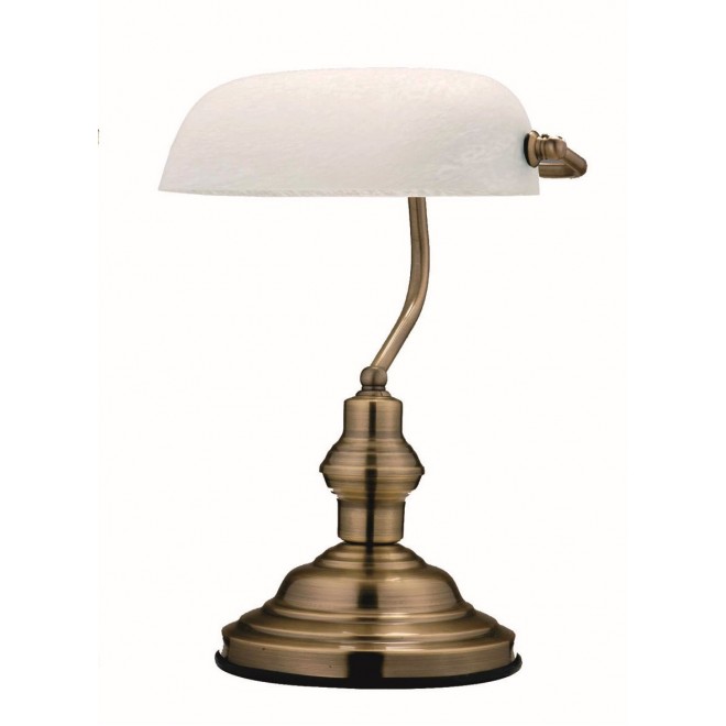 GLOBO 2492 | Antique Globo stolna svjetiljka 36cm s prekidačem 1x E27 antik bakar, alabaster