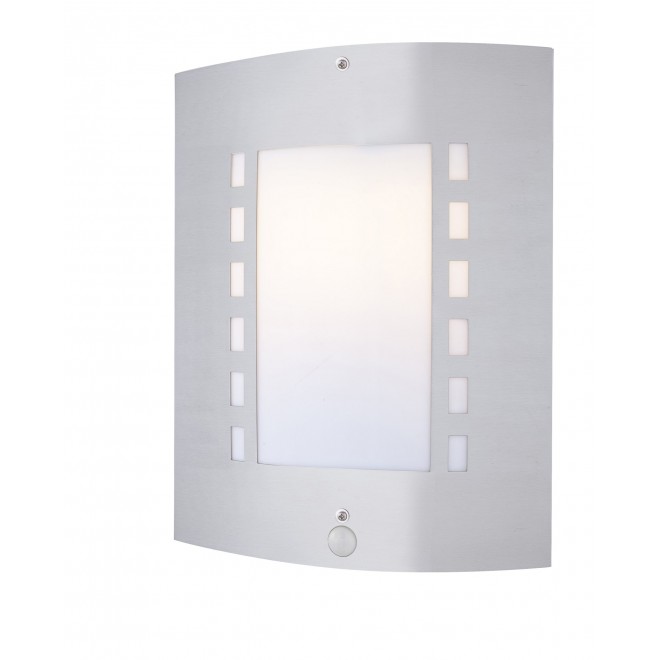 GLOBO 3156S | Orlando Globo zidna svjetiljka sa senzorom 1x E27 IP44 čelik, opal