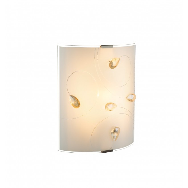 GLOBO 40393W | Taveuni Globo zidna svjetiljka 1x E27 krom, bijelo, jantar