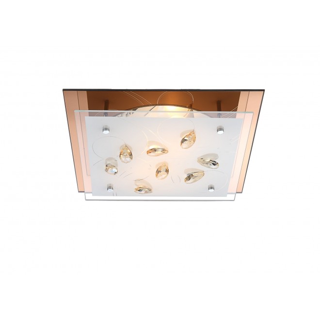 GLOBO 40412-2 | Ayana Globo stropne svjetiljke svjetiljka 2x E27 krom, bijelo, jantar