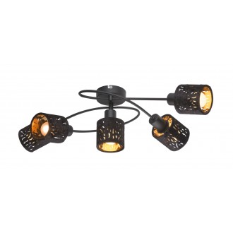 GLOBO 54121-5 | Troyg Globo stropne svjetiljke svjetiljka 5x E14 crno mat, zlatno