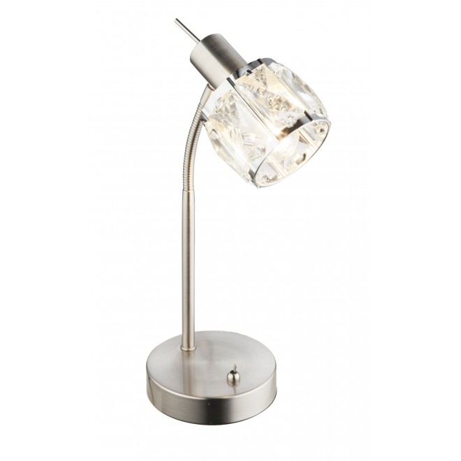 GLOBO 54356-1T | Kris-Indiana-Mero Globo stolna svjetiljka s prekidačem fleksibilna 1x E14 krom, poniklano mat, prozirno