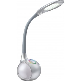 GLOBO 58279 | Tarron Globo stolna svjetiljka sa tiristorski dodirnim prekidačem fleksibilna, jačina svjetlosti se može podešavati, promjenjive boje 1x LED 280lm + 2x LED 5500K srebrno
