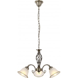 GLOBO 60208-3 | Odin Globo luster svjetiljka 3x E27 antik bakar, opal