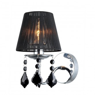 ITALUX MBM-2572/1 BK | Cornelia-IT Italux zidna svjetiljka 1x E14 krom, crno, prozirno