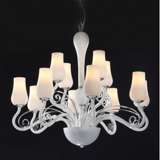 ITALUX MD10904-12A | Lybra Italux luster svjetiljka 12x E14 bijelo, prozirno