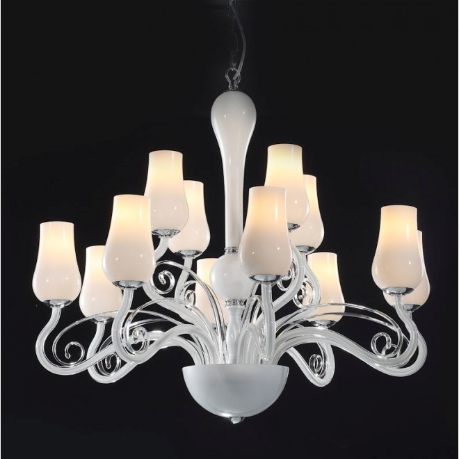ITALUX MD10904-12A | Lybra Italux luster svjetiljka 12x E14 bijelo, prozirno