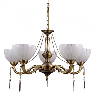 ITALUX MD38445-5 | Baxio Italux luster svjetiljka 5x E27 zlatno, bijelo, prozirno