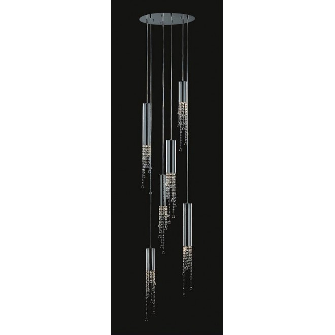 ITALUX MD93708-6A | Larix Italux visilice svjetiljka 6x GU10 3000K krom, srebrno, prozirno