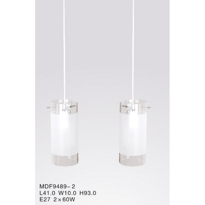 ITALUX MDF9489/2 | Blend Italux visilice svjetiljka 2x E27 crno, bijelo, krom