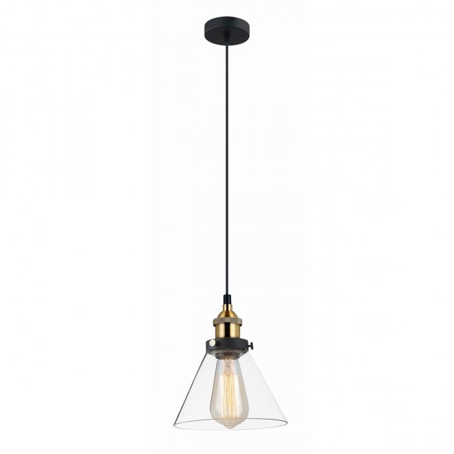 ITALUX MDM-2564/1 | Getan Italux visilice svjetiljka 1x E27 crno, zlatno, prozirno