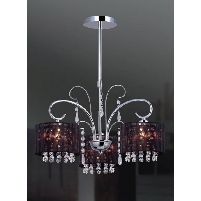 ITALUX MDM1583/3 | Span Italux luster svjetiljka 3x E14 krom, crno, prozirno