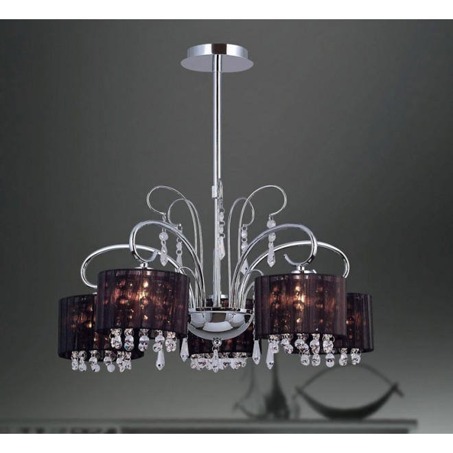 ITALUX MDM1583/5 | Span Italux luster svjetiljka 5x E14 krom, smeđe, prozirno