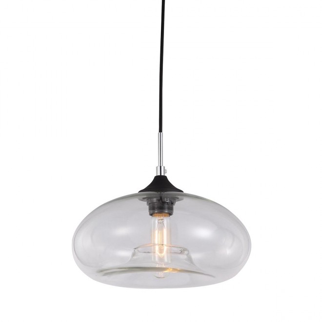 ITALUX MDM2093/1 B | Valio Italux visilice svjetiljka 1x E27 crno, prozirna, krom