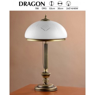JUPITER 786 DR G | Dragon Jupiter stolna svjetiljka 53cm sa prekidačem na kablu 2x E14 patinastost bakar, bijelo