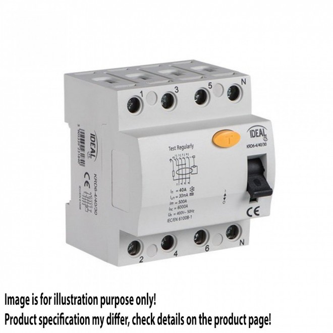 KANLUX 23192 | Kanlux strujni prekidač zaštite (relej FI) 40A DIN35 modul, 4P - A svjetlo siva, crno, žuto