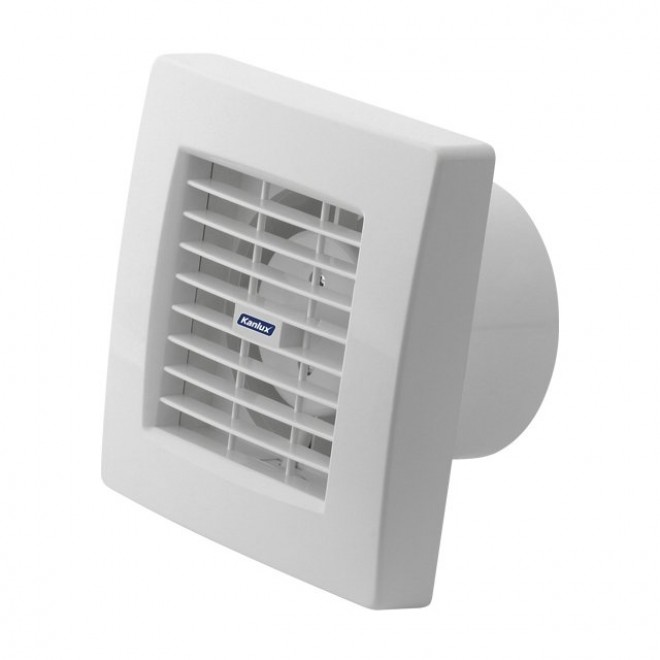 KANLUX 70951 | Kanlux kanalski ventilator Ø100 100m3/h četvrtast senzor vlage, timer sa automatskom žaluzinom, toplinski osigurač IP24 UV bijelo