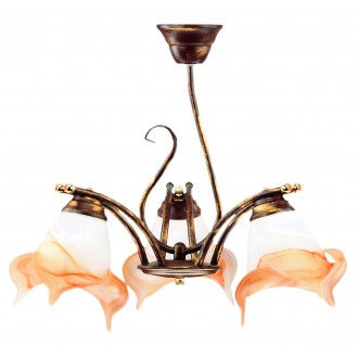 LAMPEX 050/3 B+M | Sanki Lampex luster svjetiljka 3x E27 braon antik, alabaster, jantar