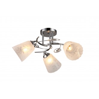 LAMPEX 522/3 | Kiri Lampex stropne svjetiljke svjetiljka 3x E27 tamni krom, opal