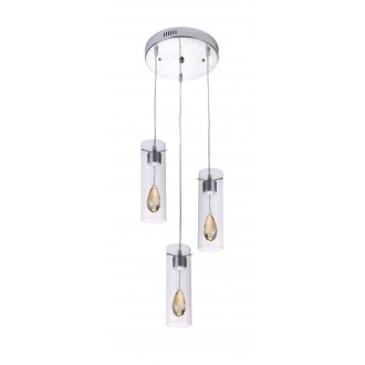 LAMPEX 614/3P | Deva Lampex visilice svjetiljka 3x LED krom, jantar, prozirno