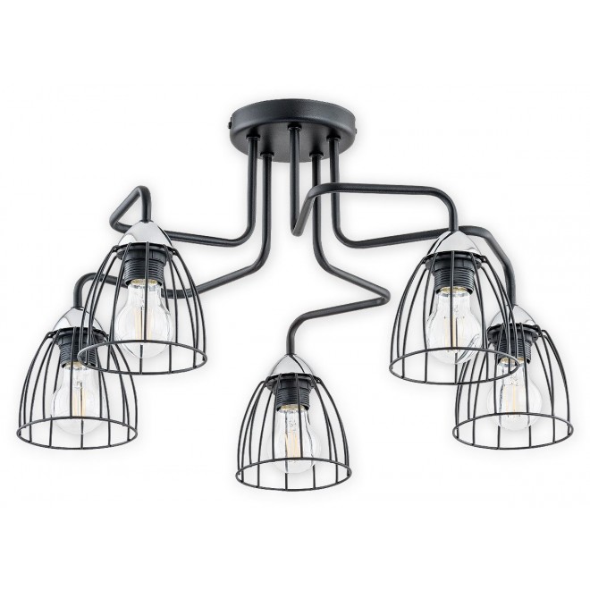 LEMIR O2705 W5 CZA | Senso Lemir stropne svjetiljke svjetiljka 5x E27 crno mat