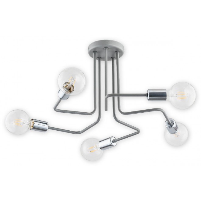 LEMIR O2745 W5 SZA | Pixi Lemir stropne svjetiljke svjetiljka 5x E27 mat sivo, krom