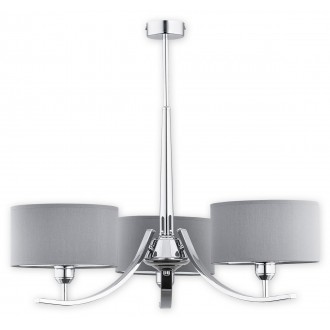 LEMIR O2873 W3 CH + SZA | Orso Lemir luster svjetiljka 3x E27 krom, sivo, bijelo