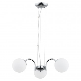 LEMIR O2903 W3 CH | Nol Lemir luster svjetiljka s mogućnošću skraćivanja kabla 3x E14 krom, opal