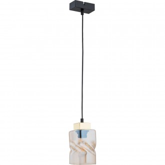 LEMIR O2961 W1 CZA + ZL | Meru Lemir visilice svjetiljka s mogućnošću skraćivanja kabla 1x E27 crno mat, zlatno, prozirna