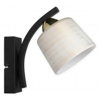 LEMIR O3260 K1 CZA + ZL | Talar Lemir zidna svjetiljka 1x E27 crno mat, zlatno, antik bijela