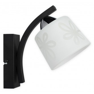 LEMIR O3280 K1 CZA + CH | Geri-LE Lemir zidna svjetiljka 1x E27 crno mat, krom, prozirna bijela