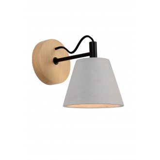 LUCIDE 03213/01/41 | Possio Lucide zidna svjetiljka 1x E14 sivo, crno, drvo