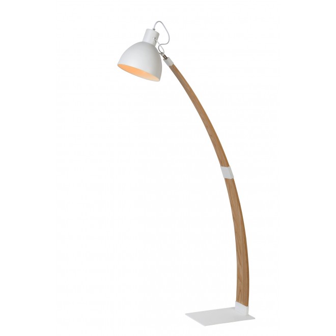 LUCIDE 03713/01/31 | Curf Lucide podna svjetiljka 143cm s prekidačem pomjerljivo 1x E27 drvo, bijelo
