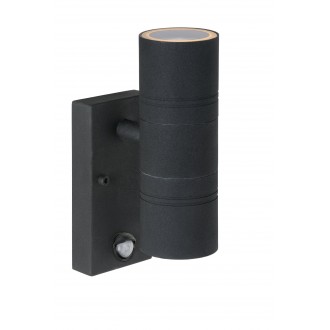 LUCIDE 14866/10/30 | Arne Lucide zidna svjetiljka sa senzorom, svjetlosni senzor - sumračni prekidač 2x GU10 350lm 2700K IP44 crno